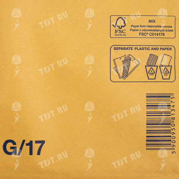 Бурый крафт пакет с прослойкой, 25*34 см, G-17-G (G/4)