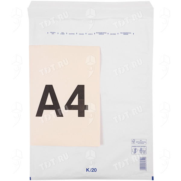 Белый крафт пакет с прослойкой, 37*48 см, K-20 (K/7)