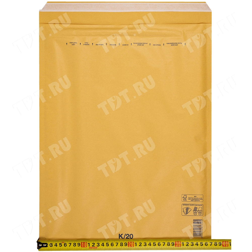 Бурый крафт пакет с прослойкой, 37*48 см, K-20-G (K/7)