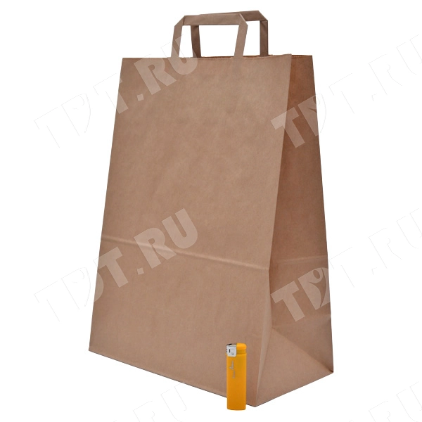 Крафт пакет с плоской ручкой, 70 г/м², 32*17*43 см
