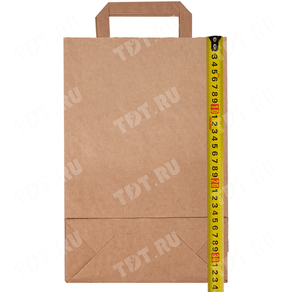 Крафт пакет с плоской ручкой, 70 г/м², 22*9*33 см