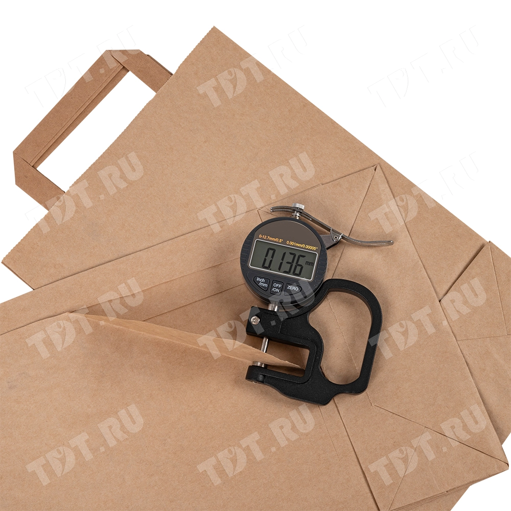 Крафт пакет с плоской ручкой, 70 г/м², 22*9*33 см