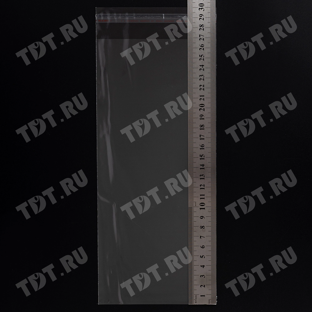 Прозрачный БОПП пакет с клеевым клапаном, 27*12 см, 100 шт.