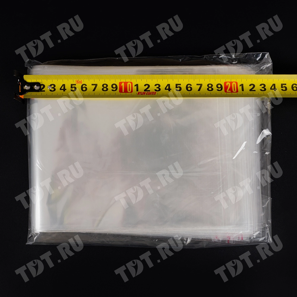Прозрачный БОПП пакет с клеевым клапаном, 38*15 см, 100 шт.