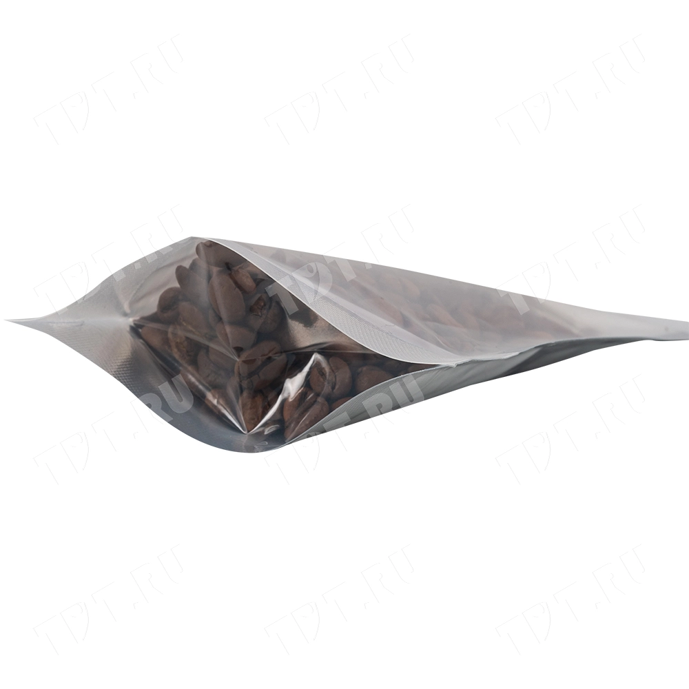 Фольгированный дой-пак с zip lock, серебристый с прозрачной стороной, 10*15+3 см, 93 мкм, 100 шт.
