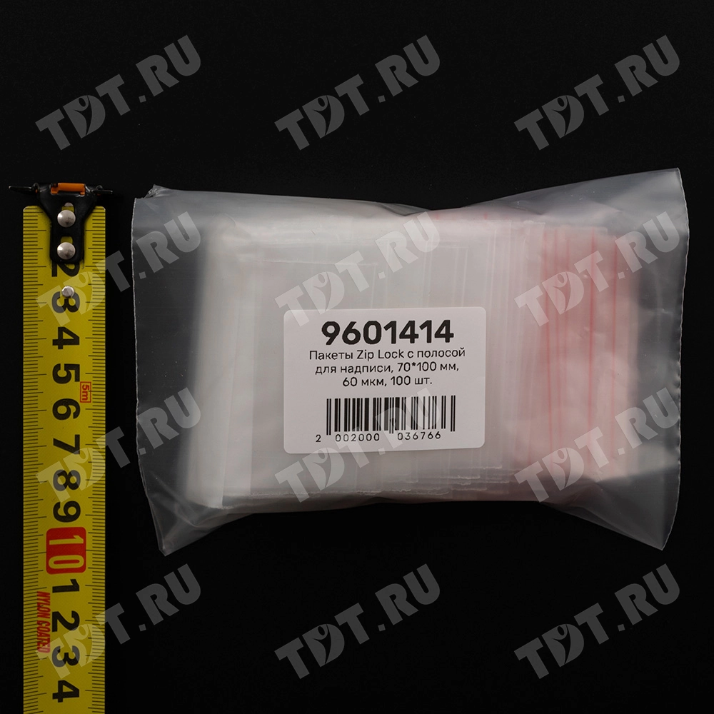 Пакеты Zip Lock с полосой для надписи, 70*100 мм, 60 мкм, 100 шт.