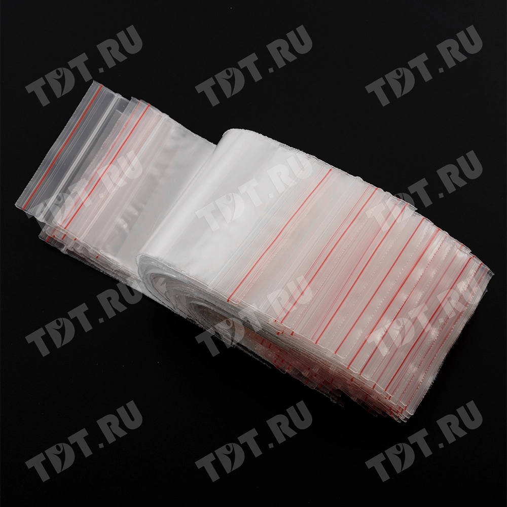 Пакеты Zip Lock с полосой для надписи, 70*100 мм, 60 мкм, 100 шт.