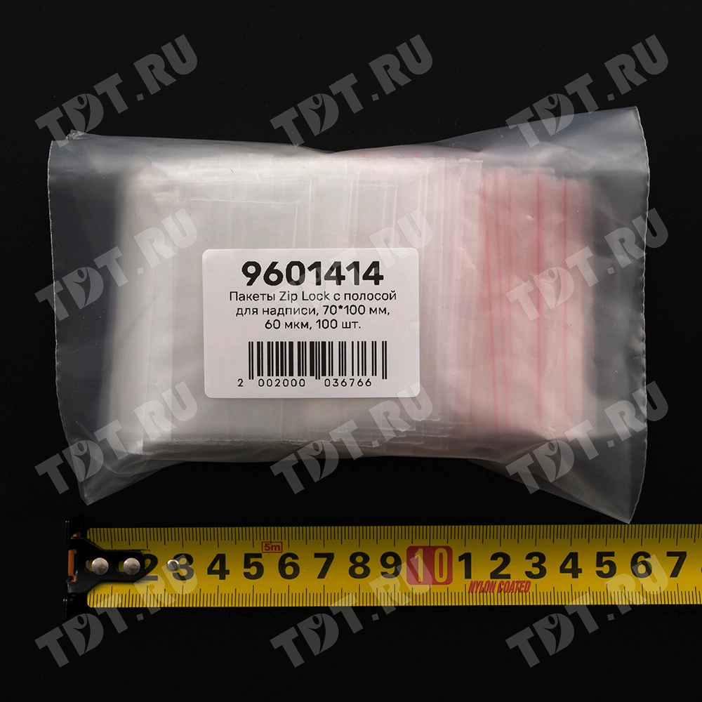 Пакеты Zip Lock с полосой для надписи, 70*100 мм, 60 мкм, 100 шт.