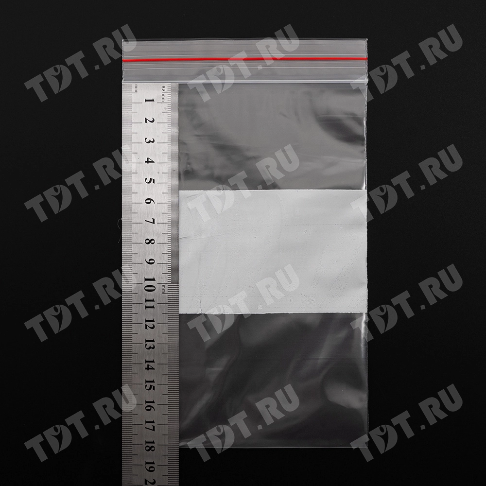 Пакет Zip Lock с полосой для надписи, прозрачный, 120*180 мм, 60 мкм, 100 шт.