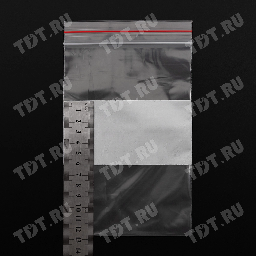 Пакет Zip Lock с полосой для надписи, прозрачный, 120*180 мм, 60 мкм, 100 шт.