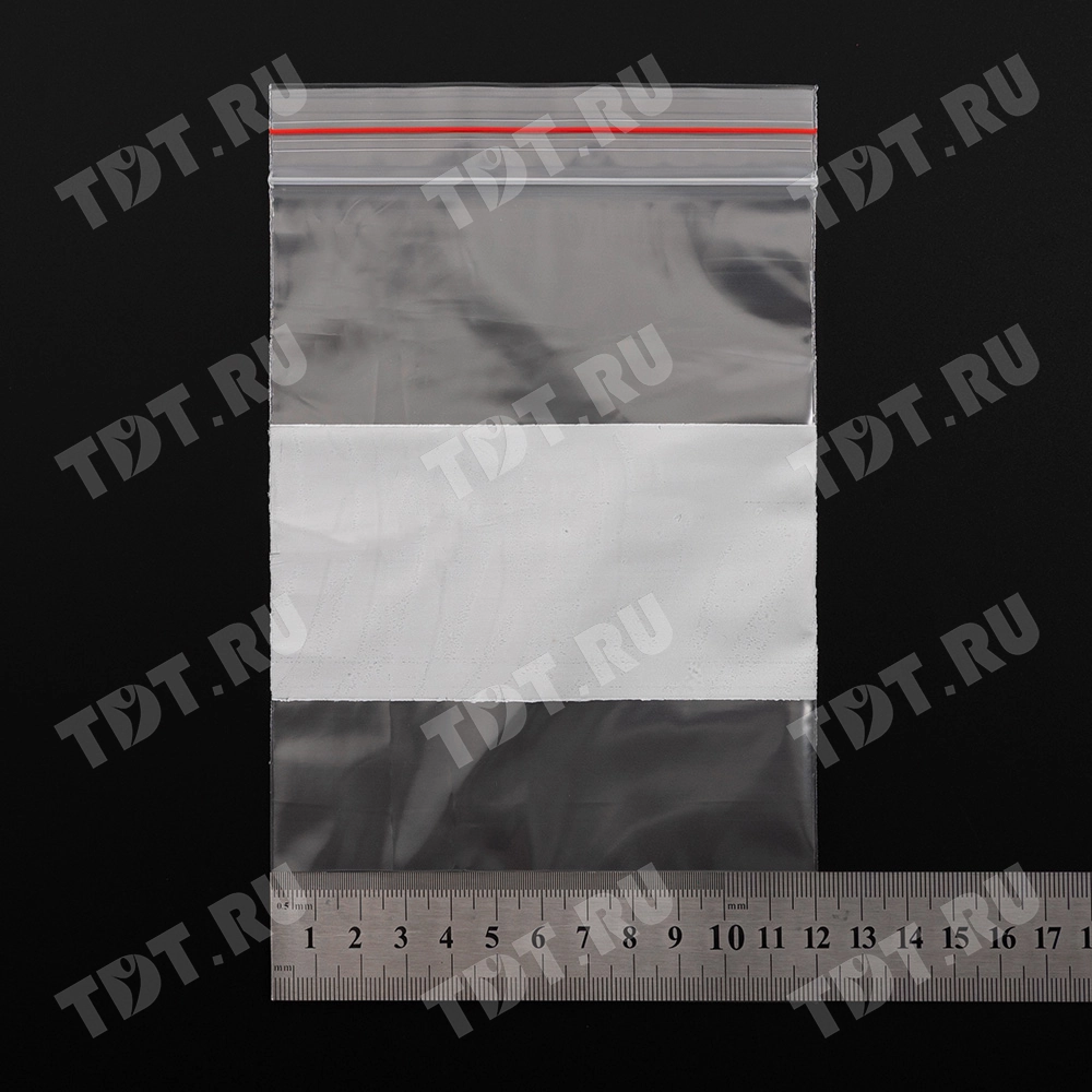 Пакет Zip Lock с полосой для надписи, прозрачный, 120*180 мм, 60 мкм, 100 шт.