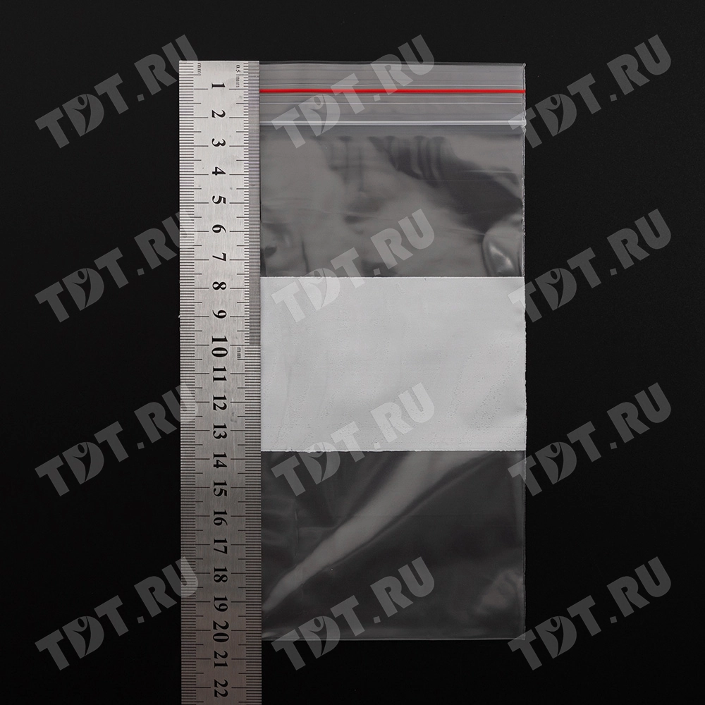 Пакет Zip Lock с полосой для надписи, прозрачный, 120*180 мм, 60 мкм, 100 шт.