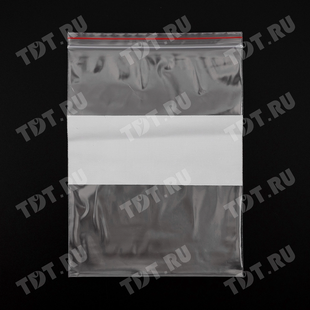 Пакет Zip Lock с полосой для надписи, прозрачный, 150*200 мм, 60 мкм, 100 шт.