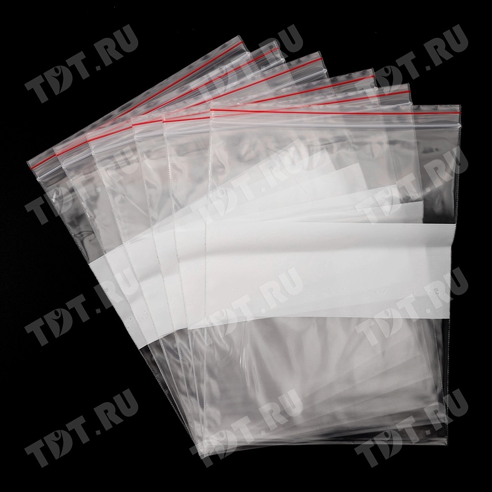 Пакет Zip Lock с полосой для надписи, прозрачный, 150*200 мм, 60 мкм, 100 шт.