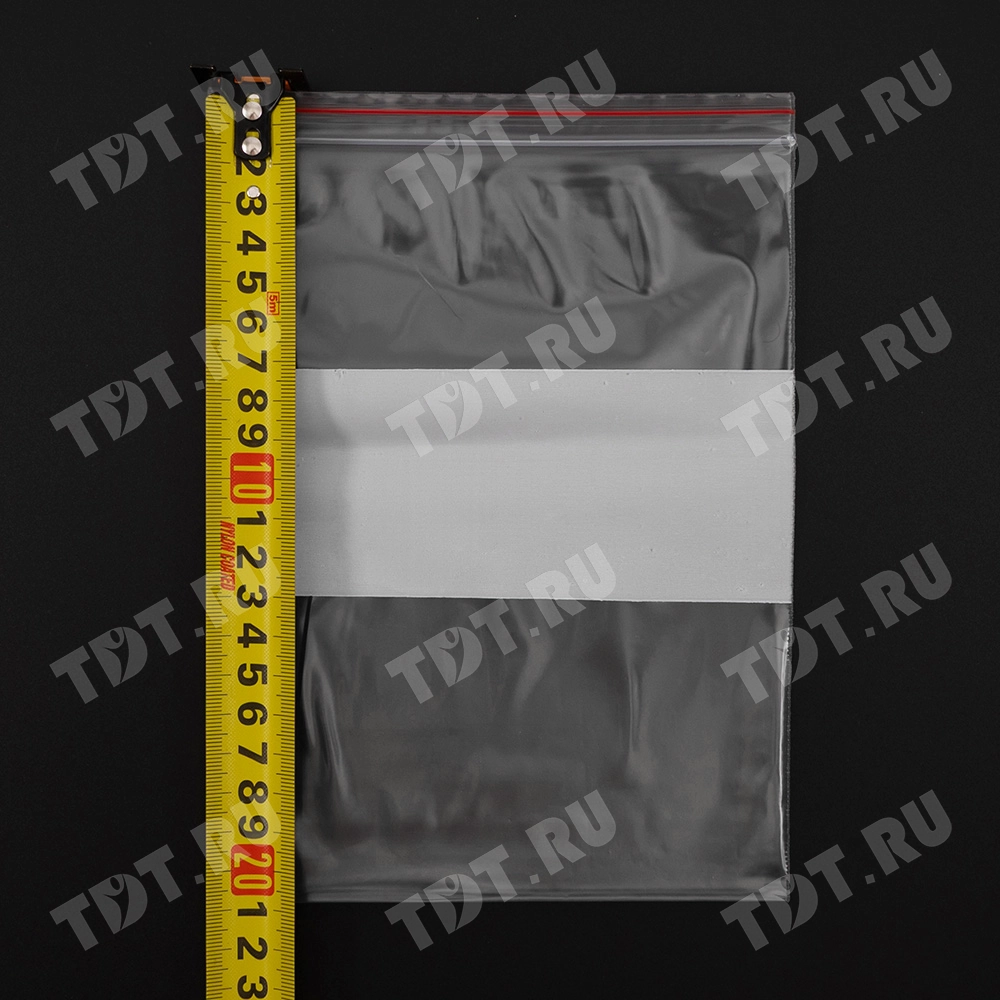 Пакет Zip Lock с полосой для надписи, прозрачный, 150*200 мм, 60 мкм, 100 шт.