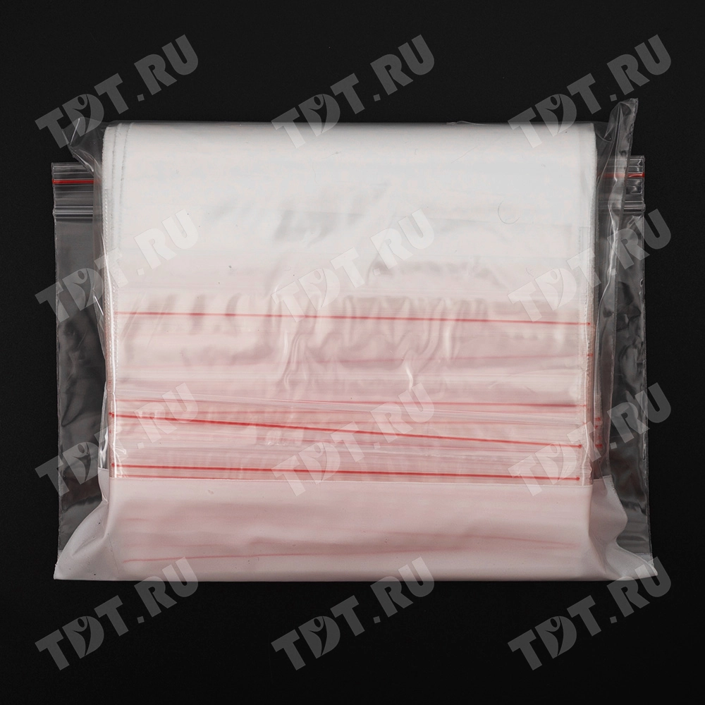 Пакет Zip Lock с полосой для надписи, прозрачный, 150*200 мм, 60 мкм, 100 шт.