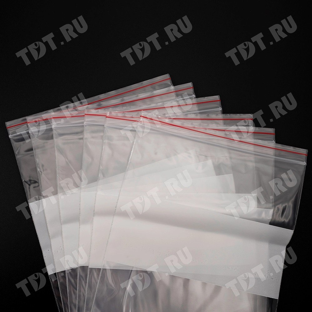 Пакет Zip Lock с полосой для надписи, прозрачный, 150*200 мм, 60 мкм, 100 шт.
