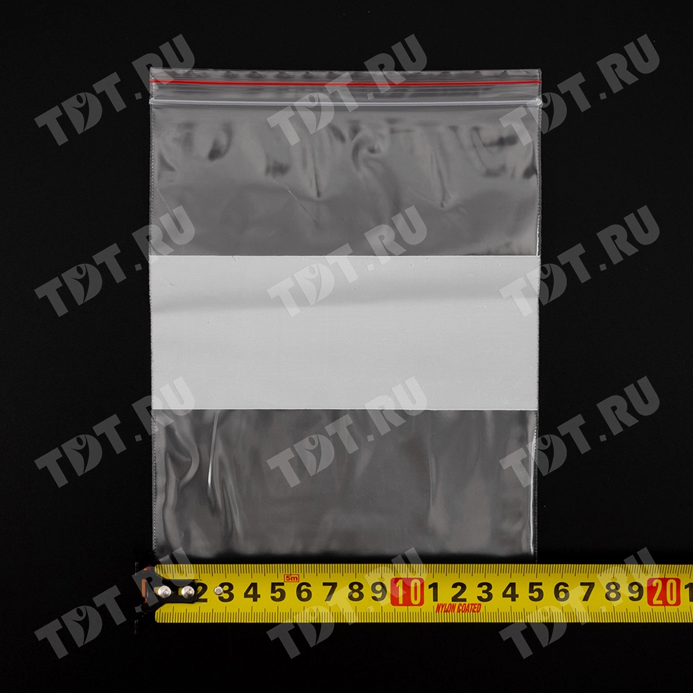 Пакет Zip Lock с полосой для надписи, прозрачный, 150*200 мм, 60 мкм, 100 шт.
