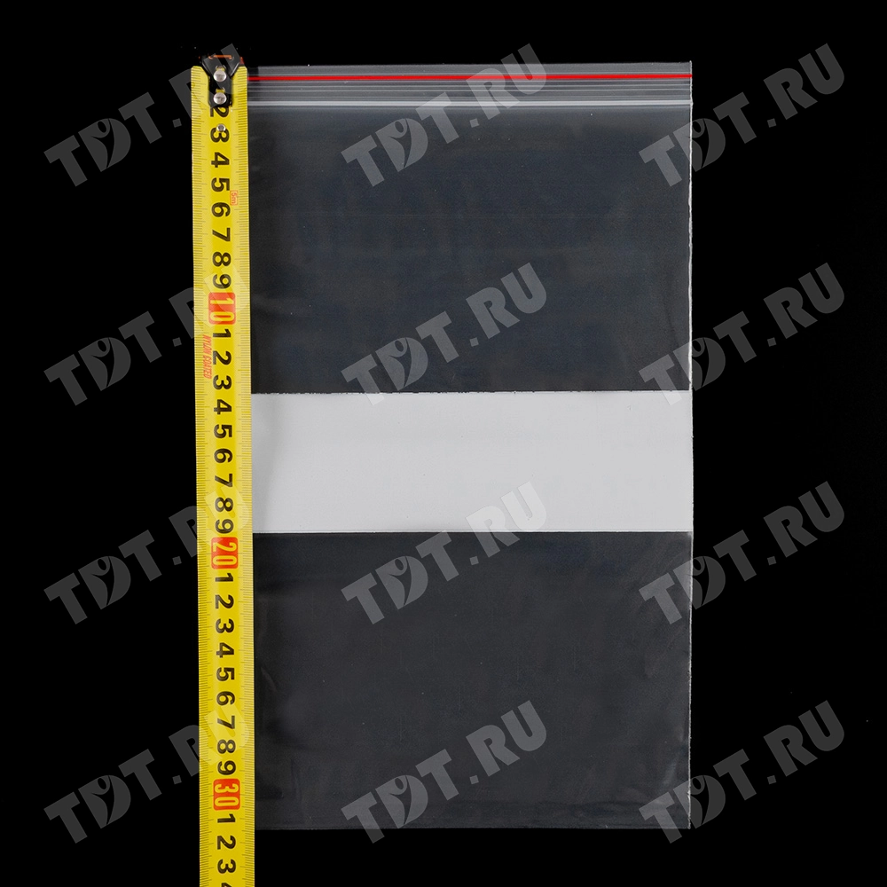 Пакет Zip Lock с полосой для надписи, прозрачный, 200*300 мм, 80 мкм, 100 шт.