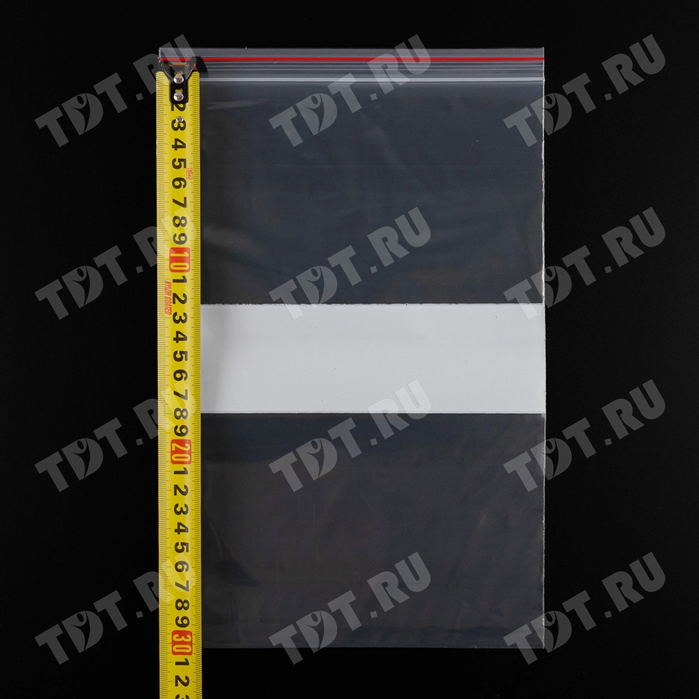 Пакет Zip Lock с полосой для надписи, прозрачный, 200*300 мм, 80 мкм, 100 шт.