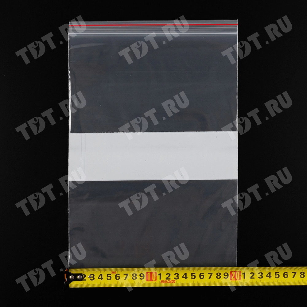 Пакет Zip Lock с полосой для надписи, прозрачный, 200*300 мм, 80 мкм, 100 шт.