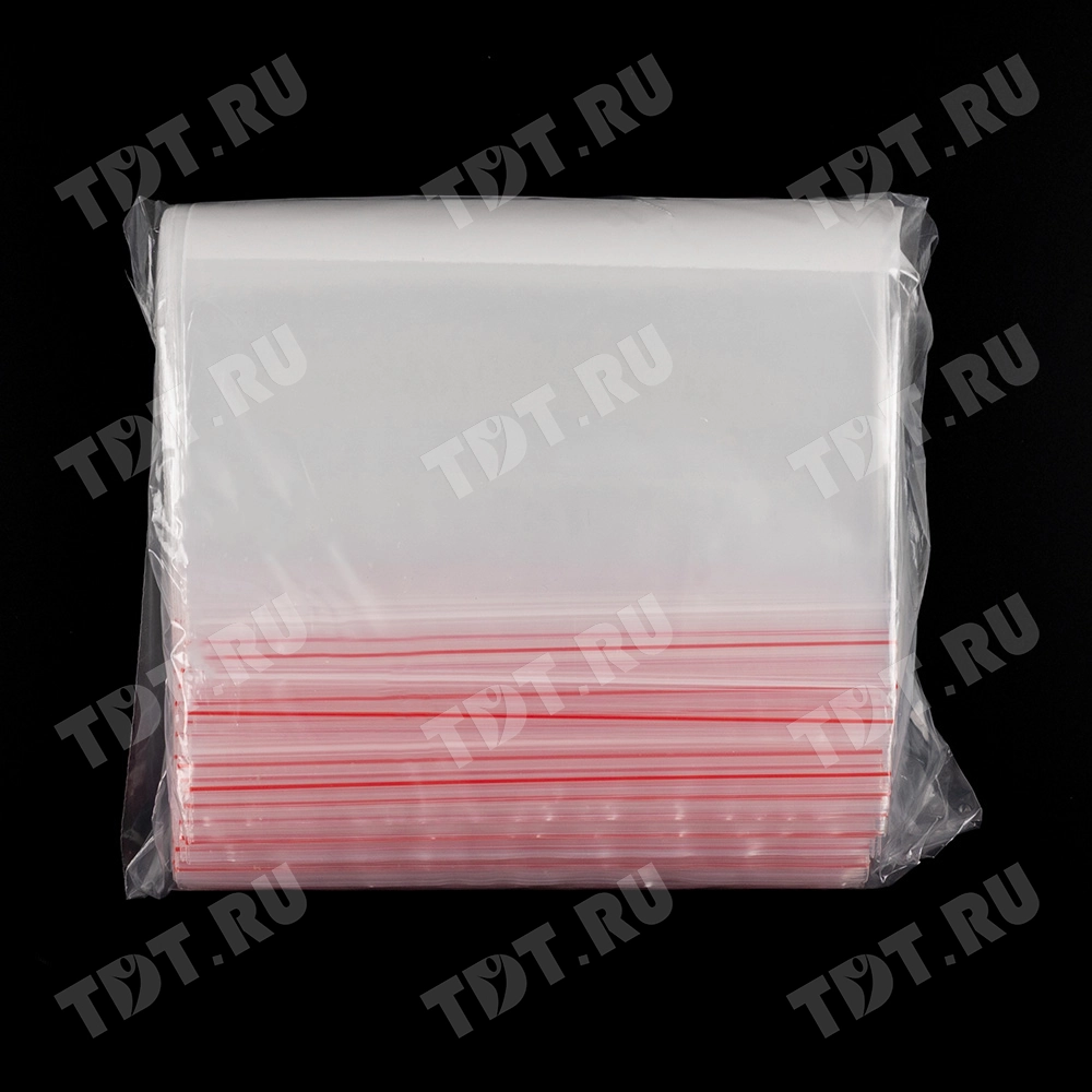 Пакет Zip Lock с полосой для надписи, прозрачный, 200*300 мм, 80 мкм, 100 шт.