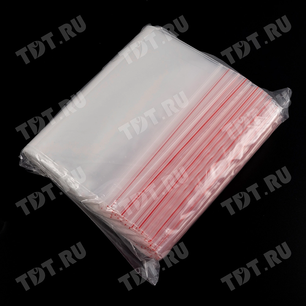 Пакет Zip Lock с полосой для надписи, прозрачный, 200*300 мм, 80 мкм, 100 шт.