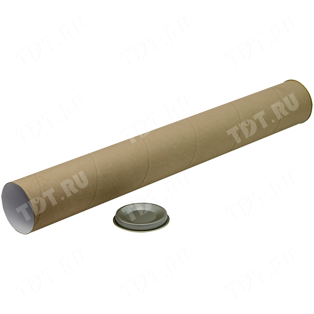 Картонный тубус с жестяной крышкой, 80*640 мм