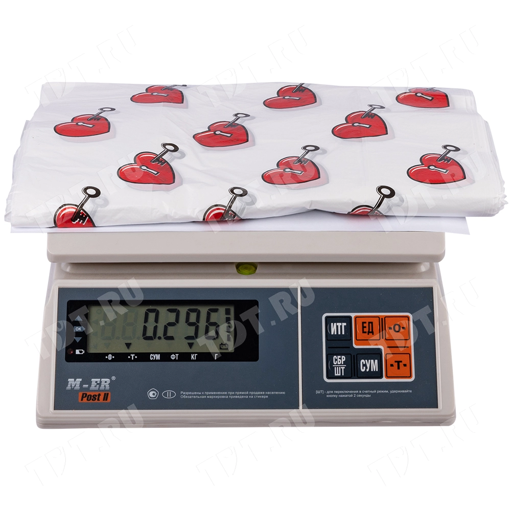 Полиэтиленовый пакет майка ПНД «Сердечки», 30+16*60см, 15 мкм, 50шт.