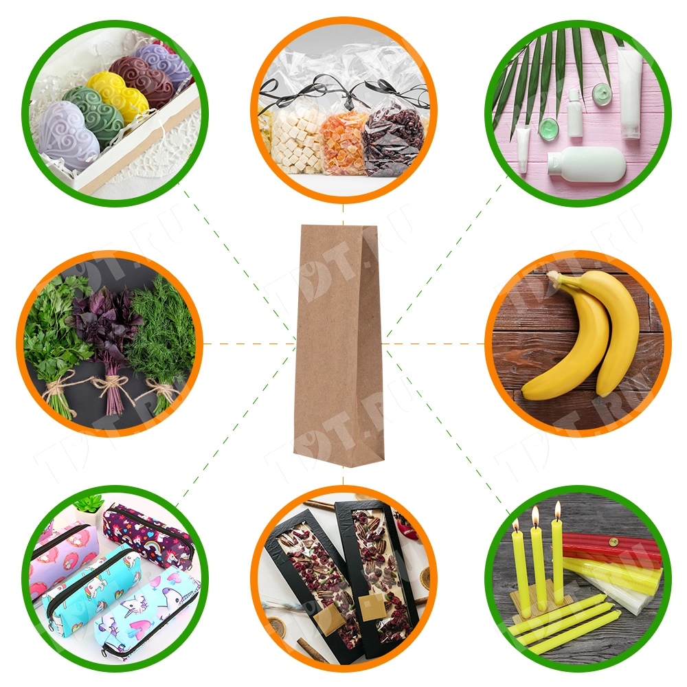 Крафт пакет без ручек, 70 г/м², 8*5*23 см