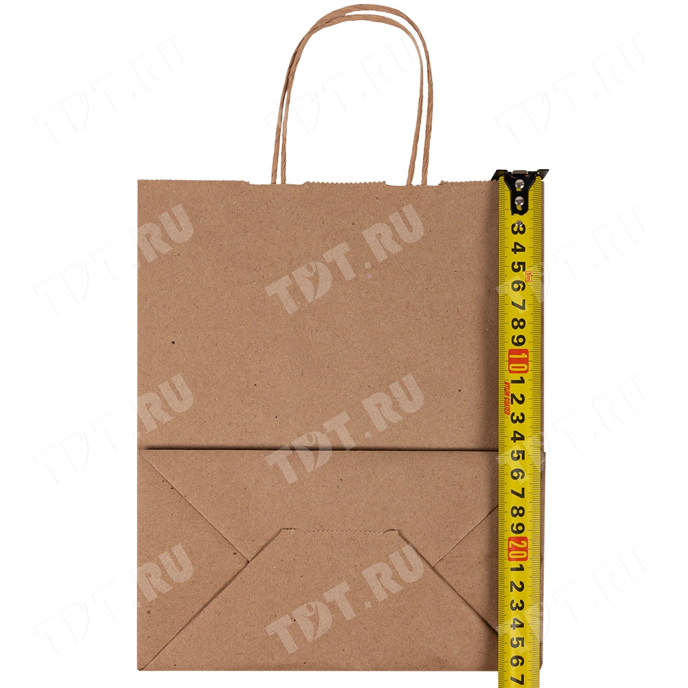 Крафт пакет с крученой ручкой, 70 г/м², 22*12*25 см