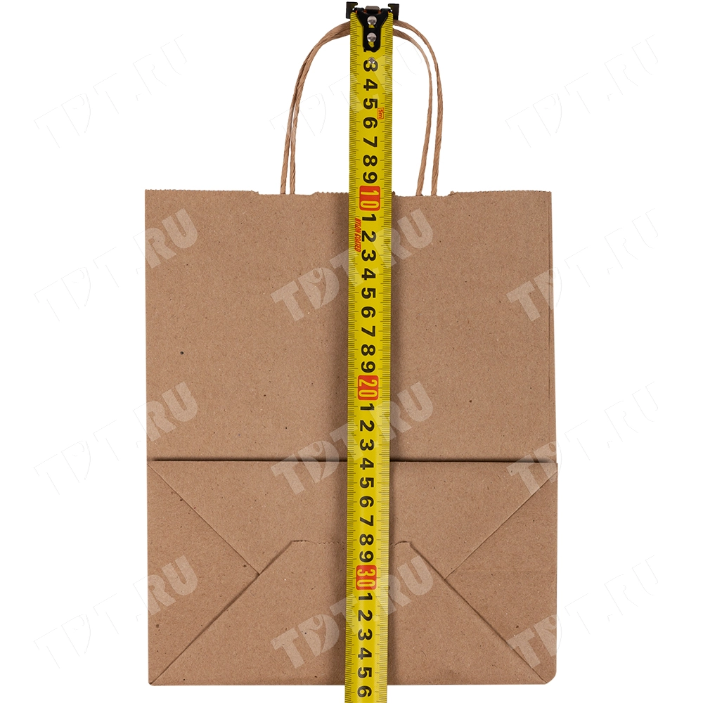 Крафт пакет с крученой ручкой, 70 г/м², 22*12*25 см