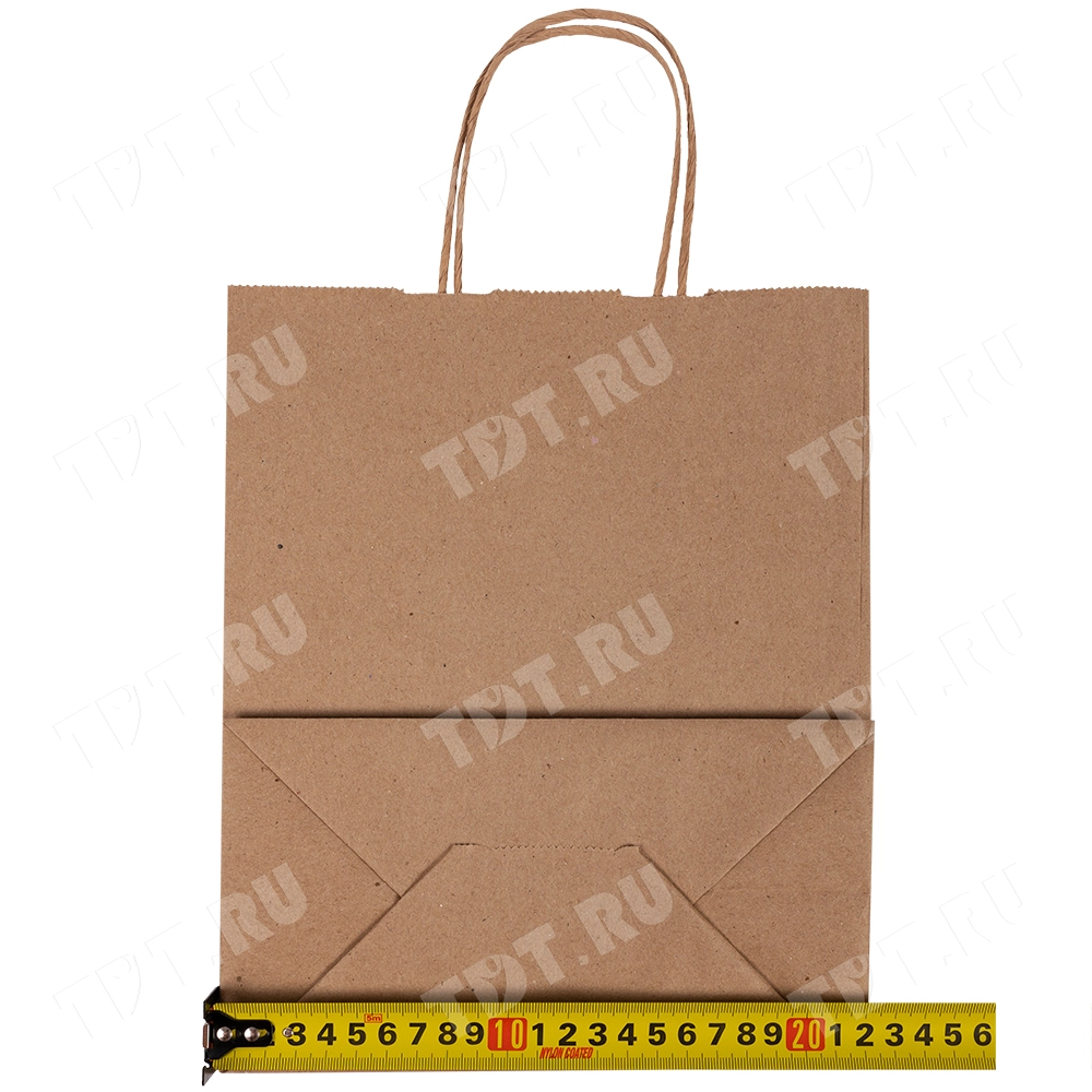 Крафт пакет с крученой ручкой, 70 г/м², 22*12*25 см