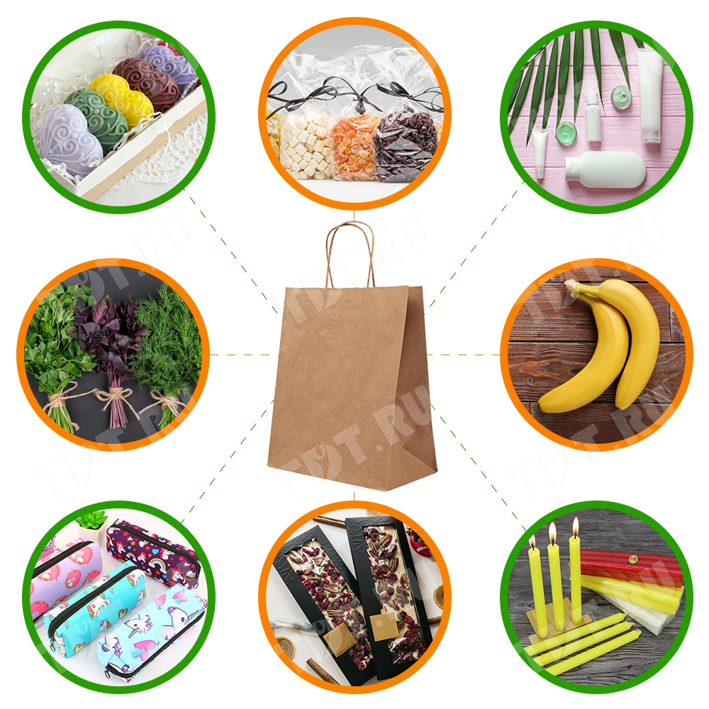 Крафт пакет с крученой ручкой, 70 г/м², 22*12*25 см