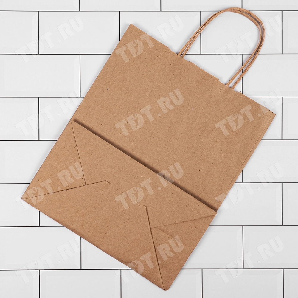 Крафт пакет с крученой ручкой, 70 г/м², 22*12*25 см