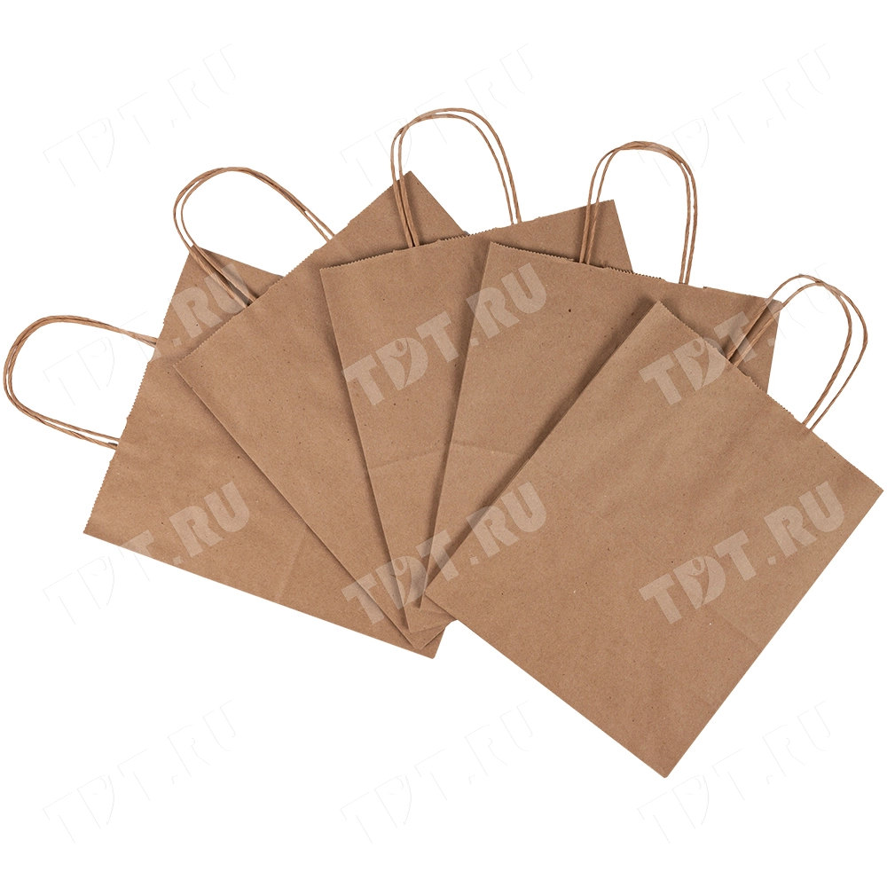 Крафт пакет с крученой ручкой, 70 г/м², 22*12*25 см