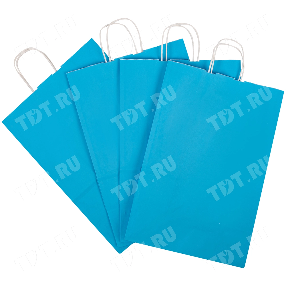 Крафт пакет с крученой ручкой «Голубой», 80 г/м², 25*11*32 см