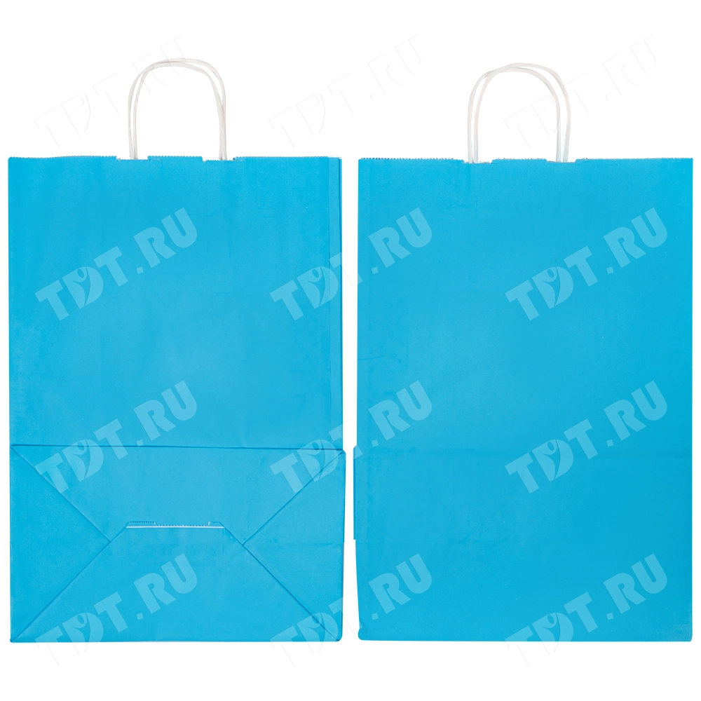 Крафт пакет с крученой ручкой «Голубой», 80 г/м², 25*11*32 см