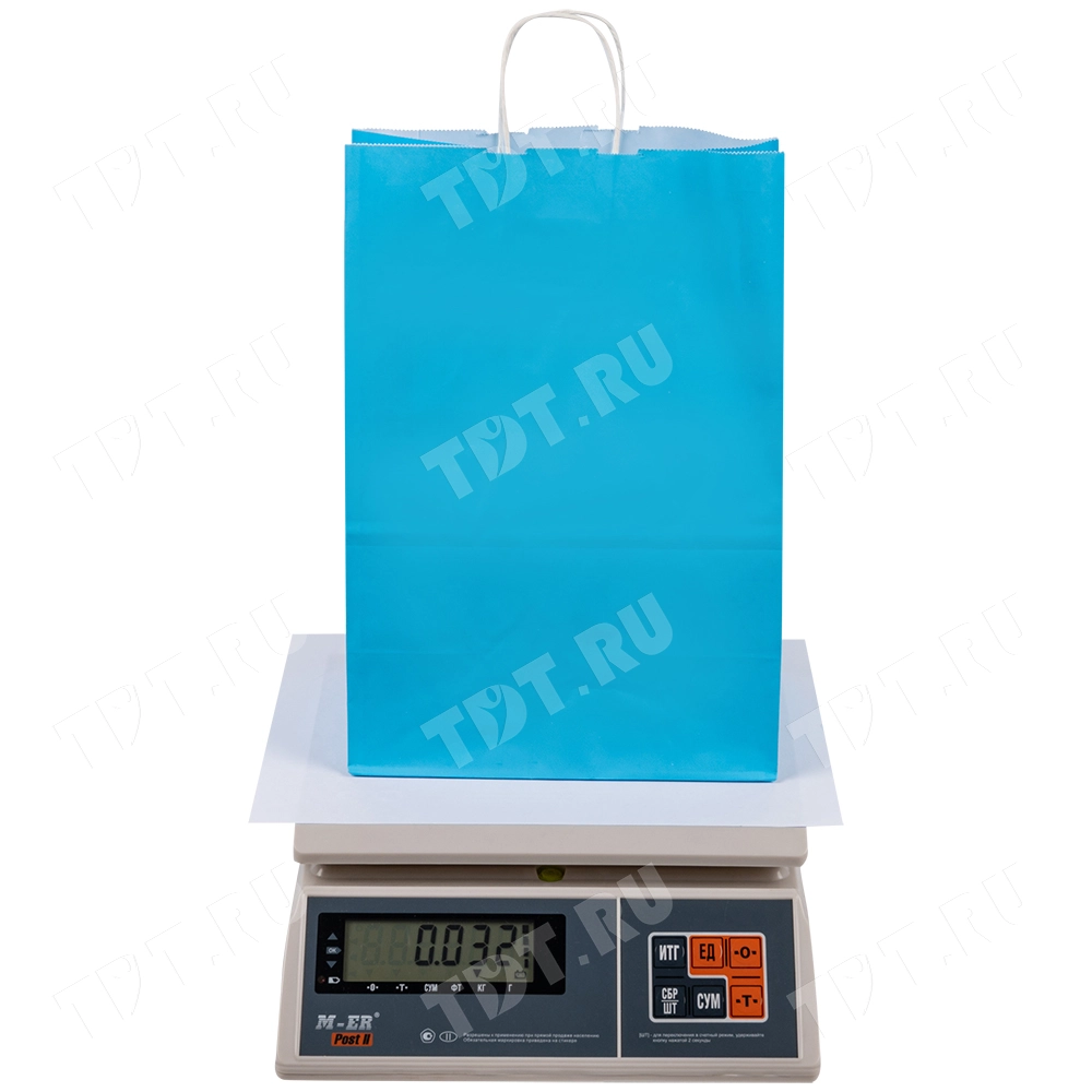 Крафт пакет с крученой ручкой «Голубой», 80 г/м², 25*11*32 см