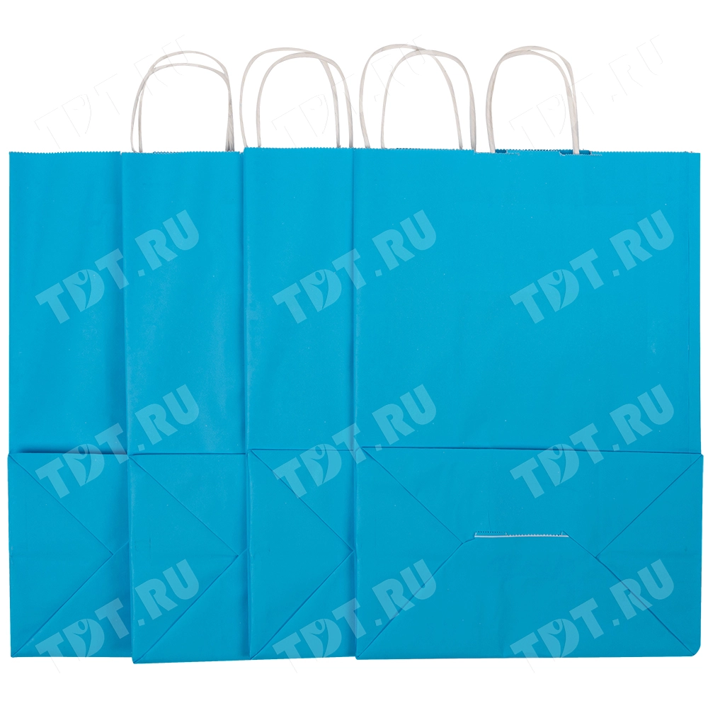 Крафт пакет с крученой ручкой «Голубой», 80 г/м², 25*11*32 см