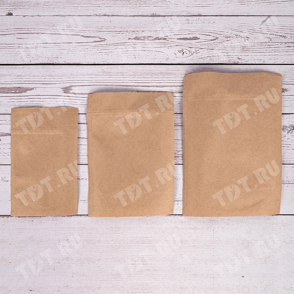 Крафт дой-пак с zip lock и окошком, 13*15+3.5 см, 100 шт.