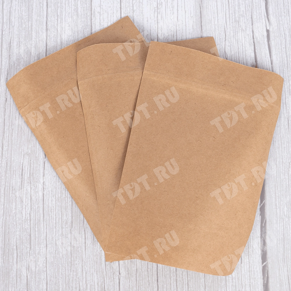 Крафт дой-пак с zip lock и окошком, 13*15+3.5 см, 100 шт.