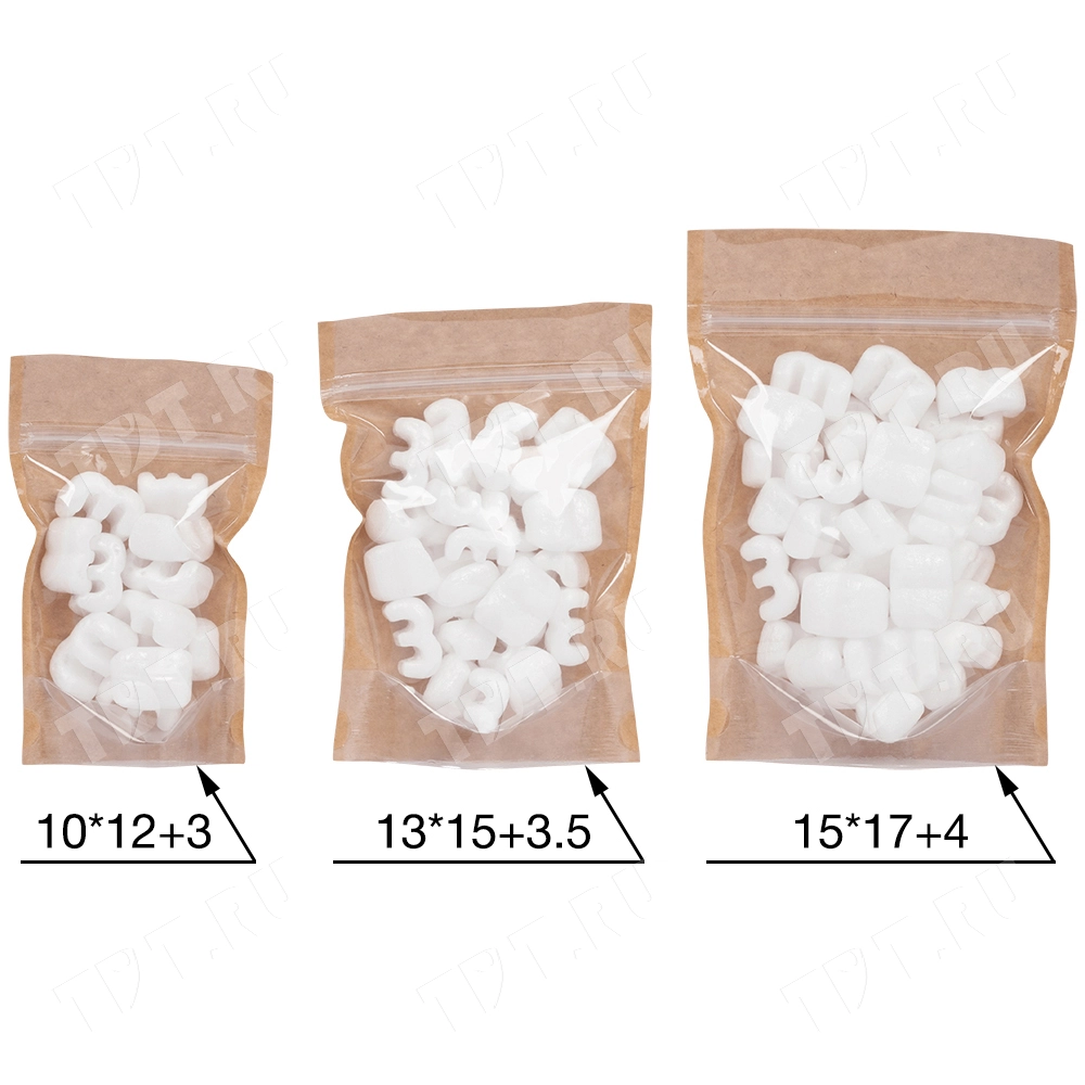 Крафт дой-пак с zip lock и окошком, 15*17+4 см, 100 шт.