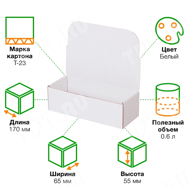 Короб КС-408 МГФ, белый, 170*65*55 мм