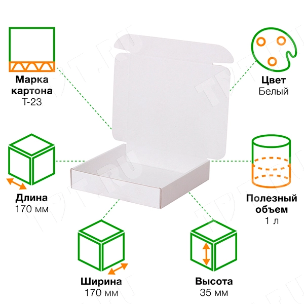 Короб КС-424 МГФ, белый, 170*170*35 мм