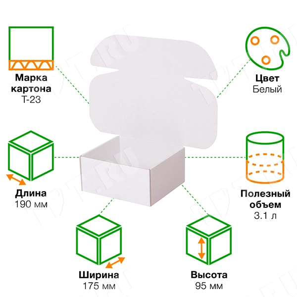 Короб КС-427 МГФ, белый, 190*175*95 мм