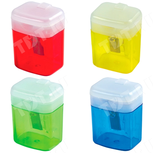 Точилка STAFF OfficeBox с контейнером и крышкой, ассорти