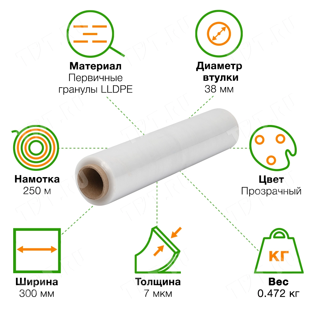 Пищевая стрейч пленка Extra в рулоне, 7мкм, 300мм*250м