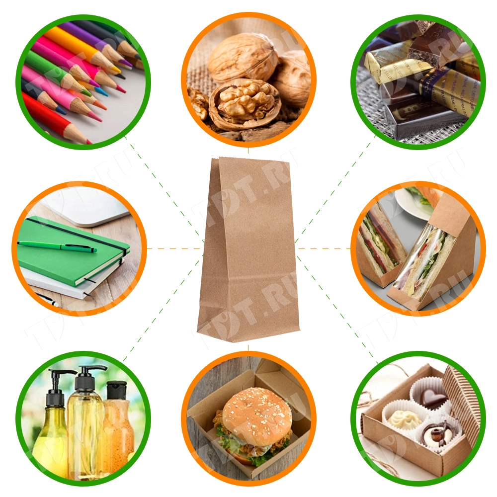 Крафт пакет без ручек, 70 г/м², 8*5*17 см