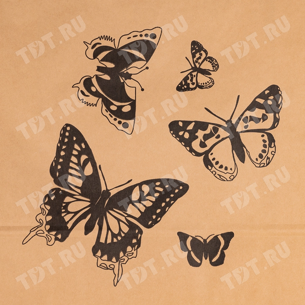 Крафт пакет с крученой ручкой «Бабочки», 80 г/м², 35*15*45 см